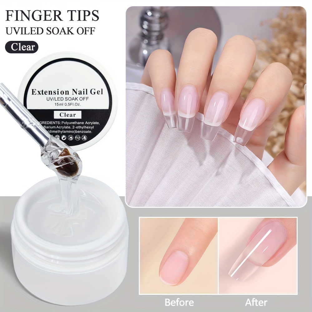 

semi-permanent" 15ml Nude & Ivory Extension Gel - Quick-dry, Uv Led Soak Off For Long-lasting Manicures
