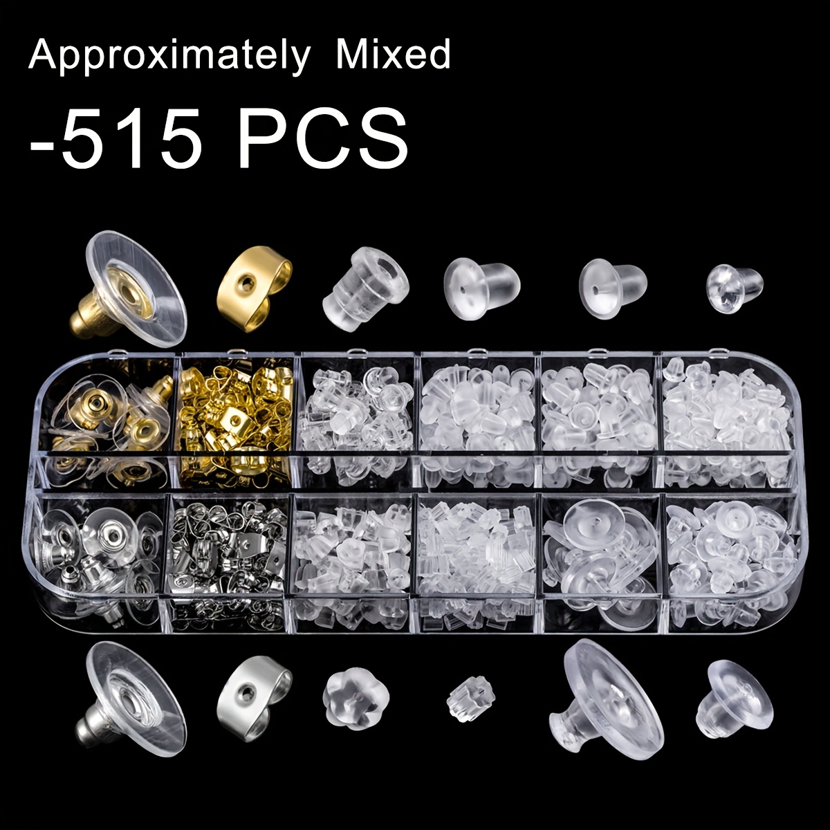 (about 290/515/520pcs) Earring Backs Plugs Earring Backings For Stud Earrings Back Stopper Replacement Gift
