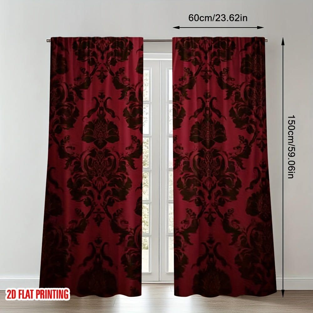 TEMU 2pcs Blackout Curtain Drapes - Deep Burgundy Window Drapes, Machine Washable Lightweight Polyester Window Treatments For Living Room, Bedroom,