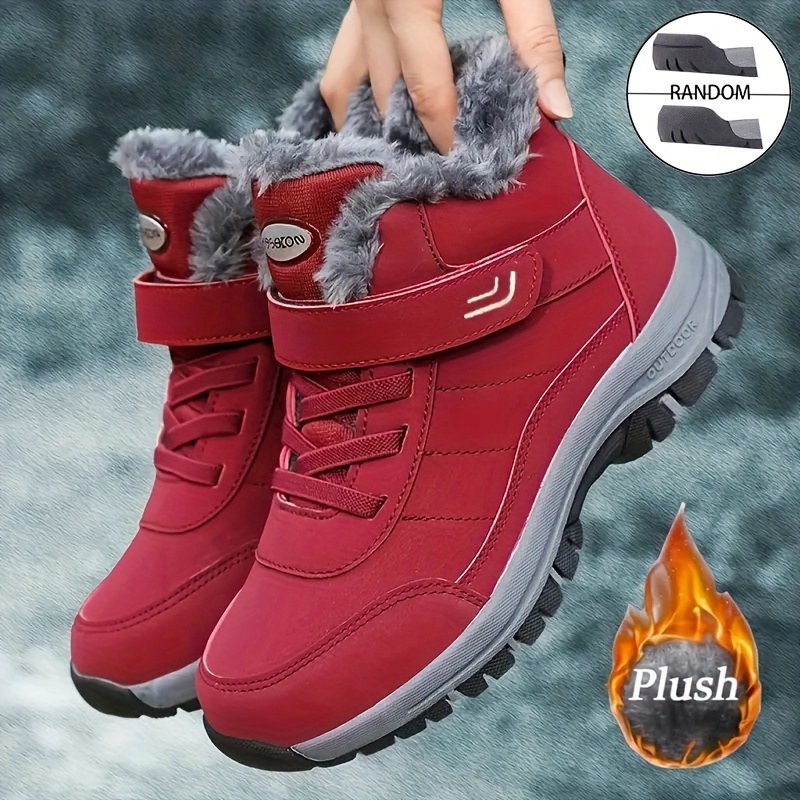 

Women's Winter Fashion Versatile Non-slip Plush-lined Boots, Durable Comfortable Warm Ankle Boots And Snow Boots