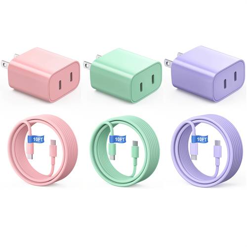 suitable for fast charging of iphone 16 pro max charger 20w dual usb c dual port fast charger block with 10 usb c charging cable suitable for iphone 16 16 pro plus pro max 15pro plus s25