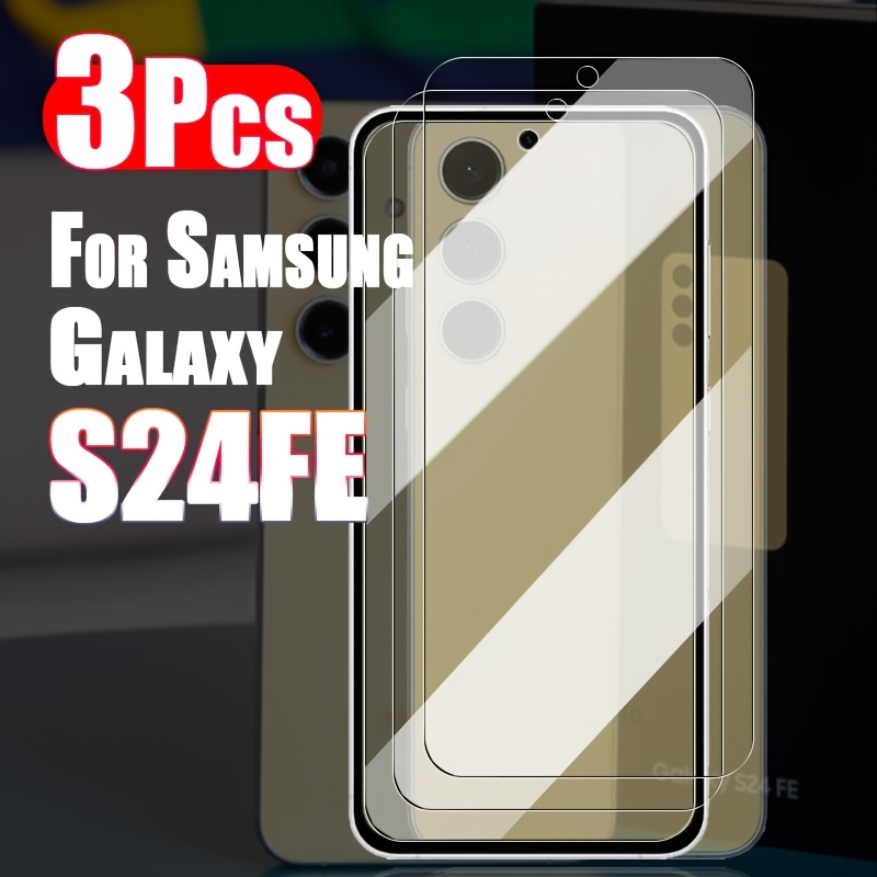 

3pcs Tempered Glass Screen Protector S24 Fe, Glossy , 9h Hardness, Anti-scratch, -free Installation, Compatible