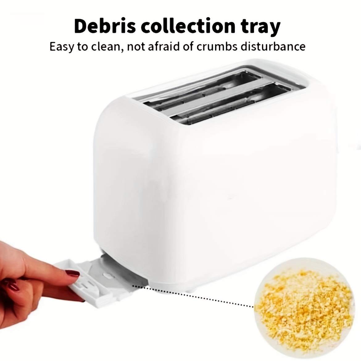 2   toaster   sandwich maker lightweight stainless steel automatic shut off extra wide slot removable crumb tray     function dual tube baking knob control suitable for bread   and   kitchen appliance modern kitchenware durable kitchen item kitchen gadget home bakers breakfast appliance   sturdy construction multifunctional appliance busy professionals Product details 11