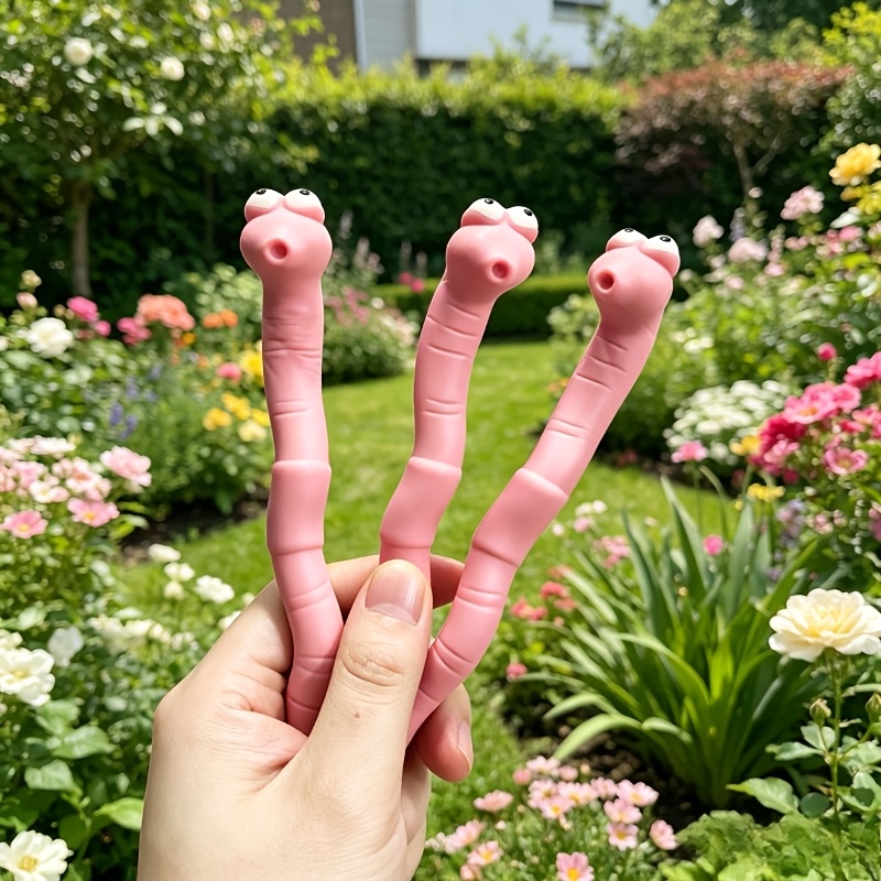 TEMU [3d] 3pcs Dugavi 3d Bug Garden Ornament - Pink Crawling Insect Decor Suitable For Indoor/outdoor, -free For Potted Plants, Worm Decoration For,