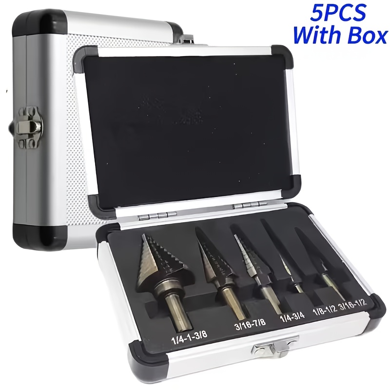 TEMU Ltewalt 5pcs Steel Cobalt Step Drill Bit Set | Multi-hole 50 Size Tooth Wheel Drill Bits Tool Core