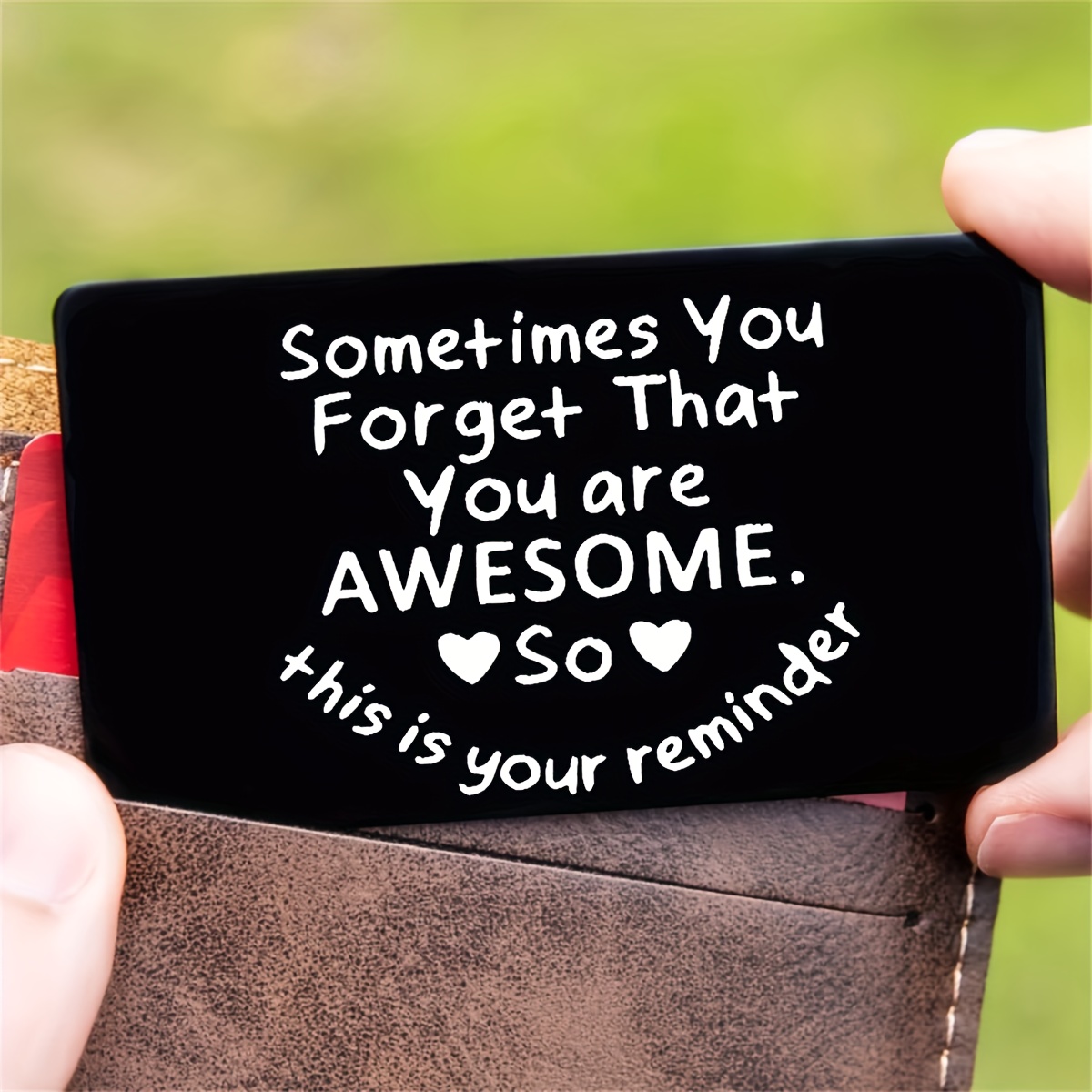 

Elegant Black Aluminum Wallet Insert Card With Inspirational Message - Perfect Birthday & Graduation Gift For Men And , Ideal Party Accessory