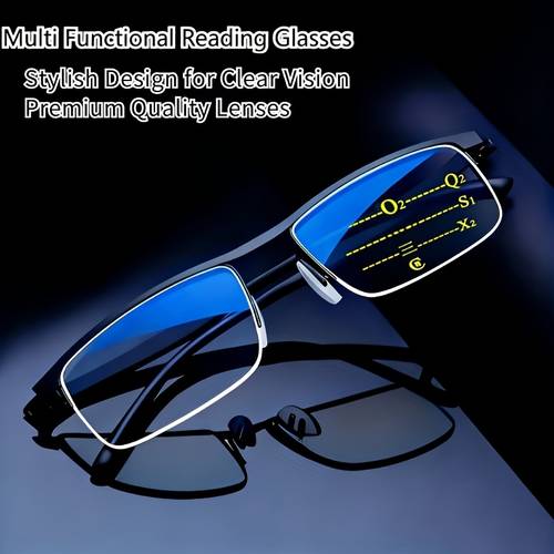 elegante dreifach multifunktionale lesebrille mit halbrandfassung aus metall kunstharzgläsern, das perfekte geschenk für männer frauen, muttertag, vatertag weihnachten