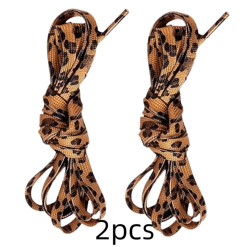 TEMU 2pcs Leopard Print Shoelaces, Suitable For Fashionable Retro Flat Shoes Of Canvas Shoes And Sports Shoes. , Two-color Splicing, Durable And Not