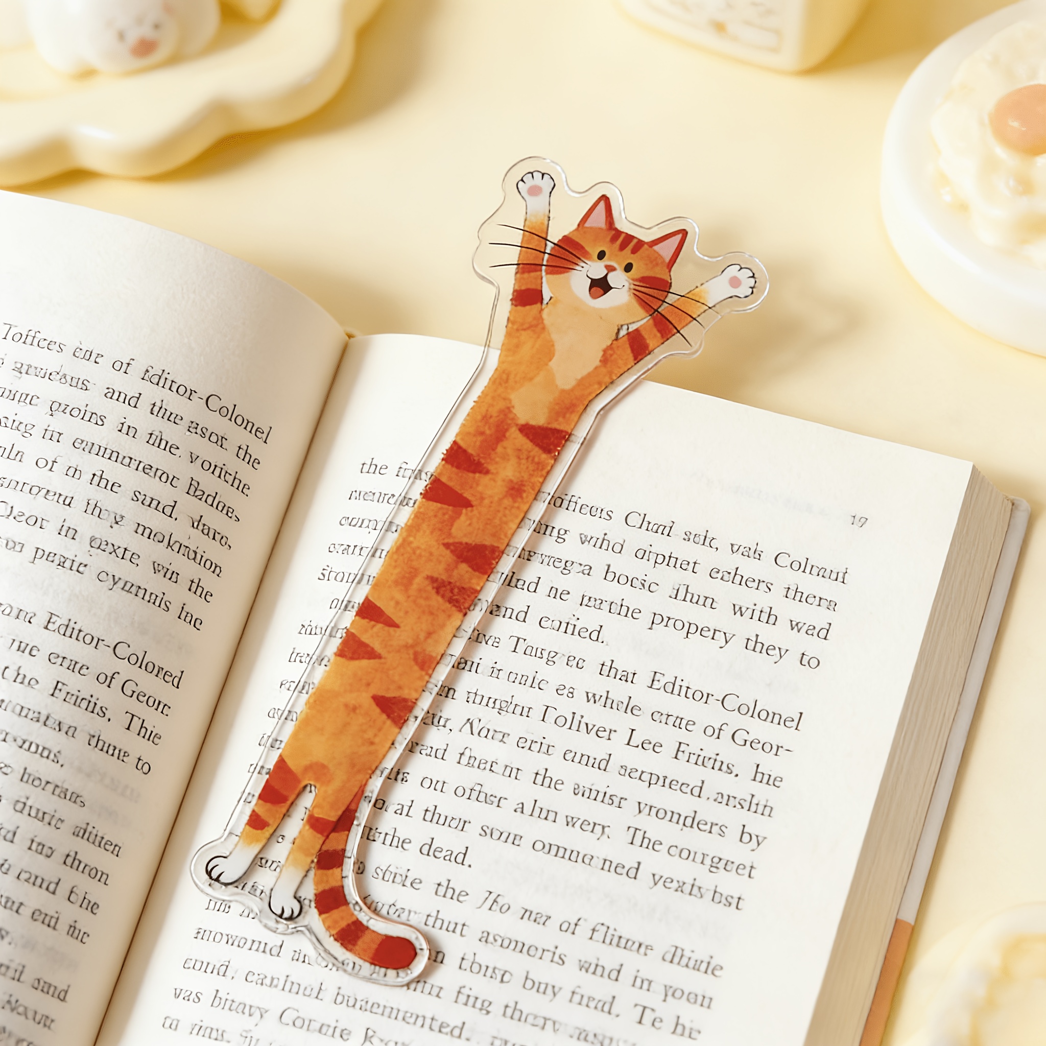 Cat-shaped Bookmark With Kitten - High- Acrylic Page Marker Suitable For Book Lovers, Cat-themed Gift For Readers, Bookmark For Books, Journals, Planners