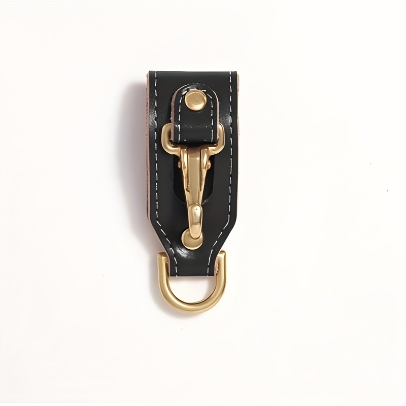 Image of -grain Cowhide Waist-clip Keychain Belt With Car Key Fob Lock - Vintage Style Belt Clip For Commuting And Travel