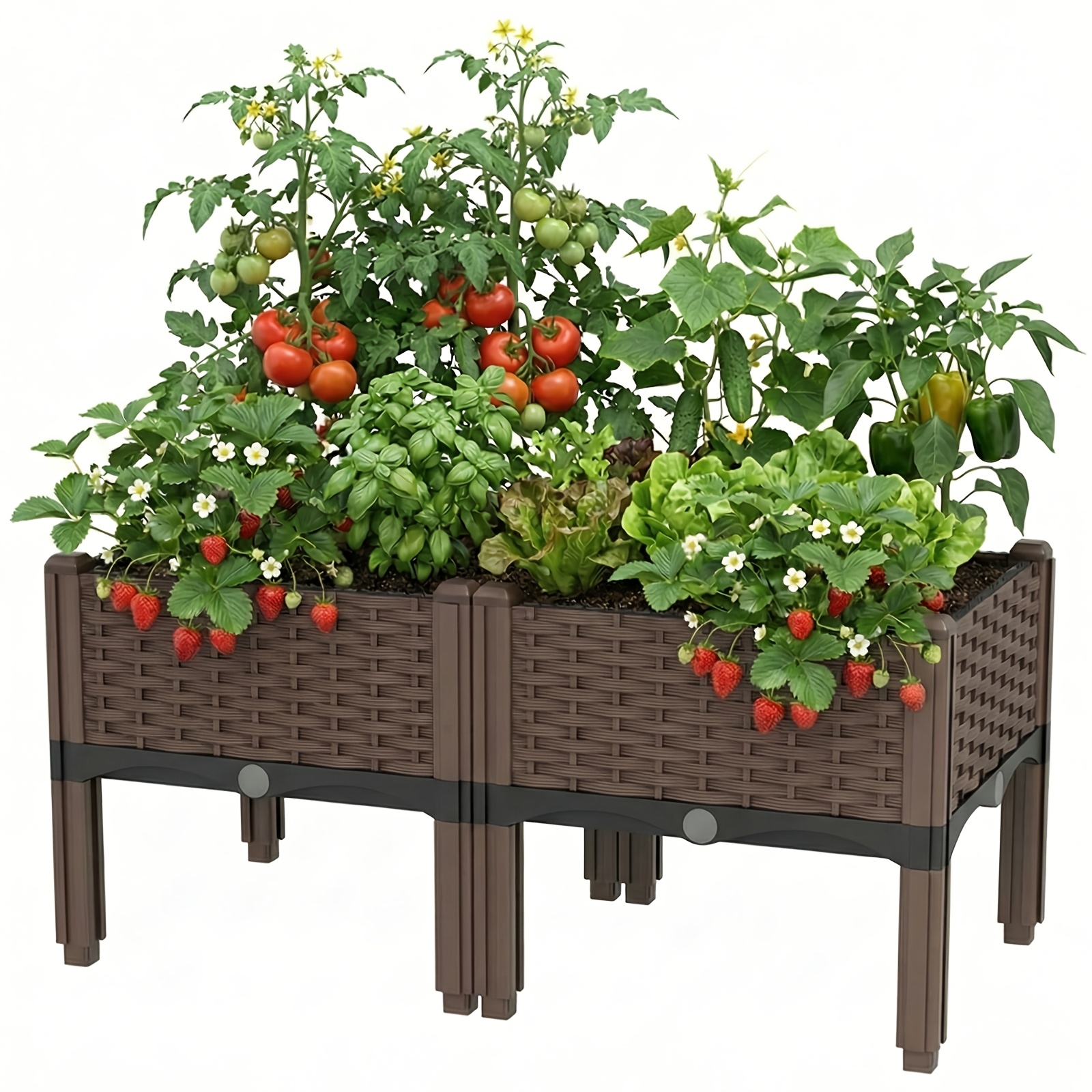 TEMU AEROVIBE Jardinière surélevée carrée pour légumes, 1/2/4 pièces, imperméable, résistante au soleil, avec système de drainage, adaptée à toutes