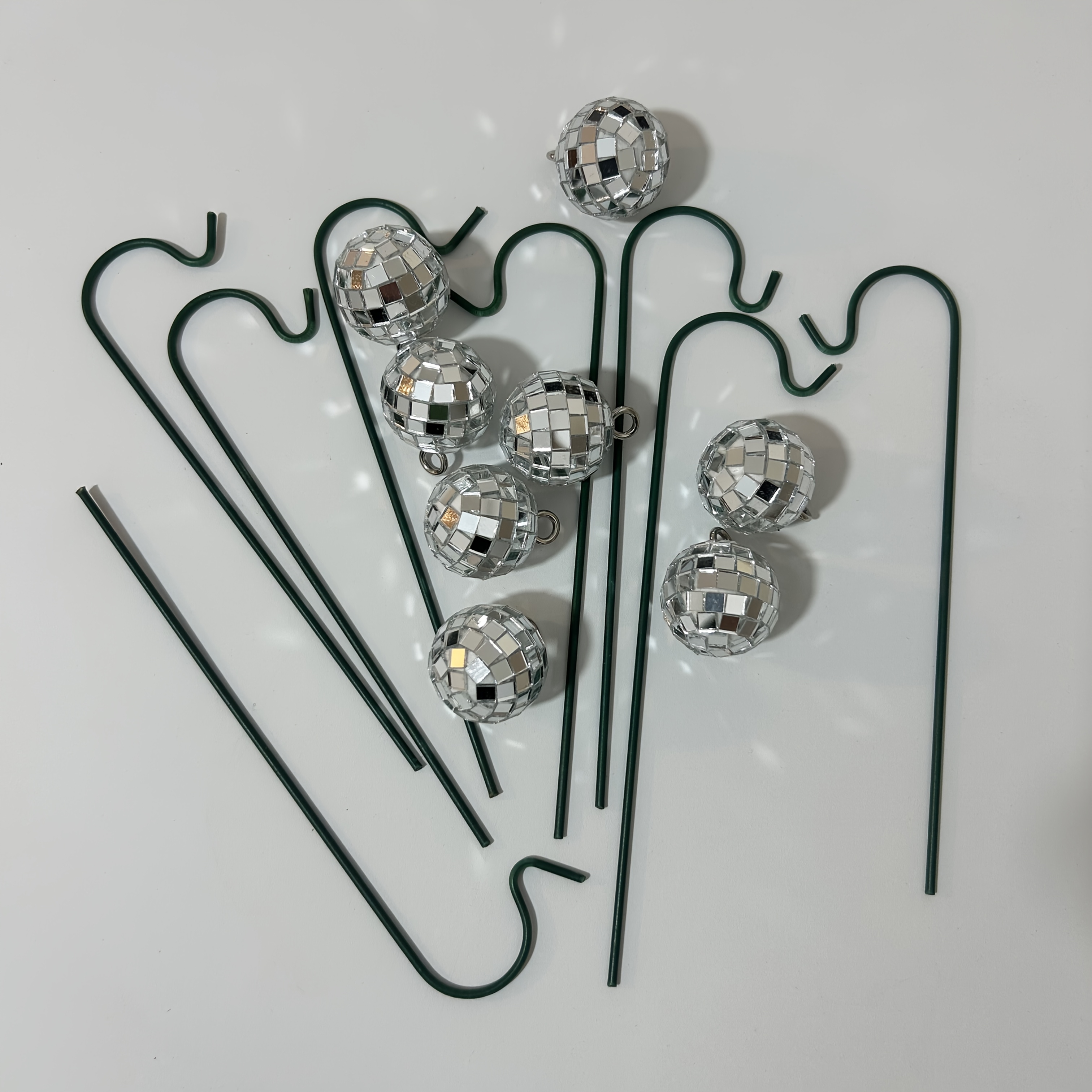 TEMU [2.5d] 16pcs Set Of 8 Garden Miniature Stake Decorations, Mini Garden Ornaments, Theme Decor, Disco Ball Glitter Micro Landscape Decor, Garden