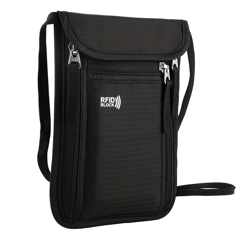 1pc easy passport holder multifunctional rfid blocking card holder storage bag anti theft hanging neck bag  
