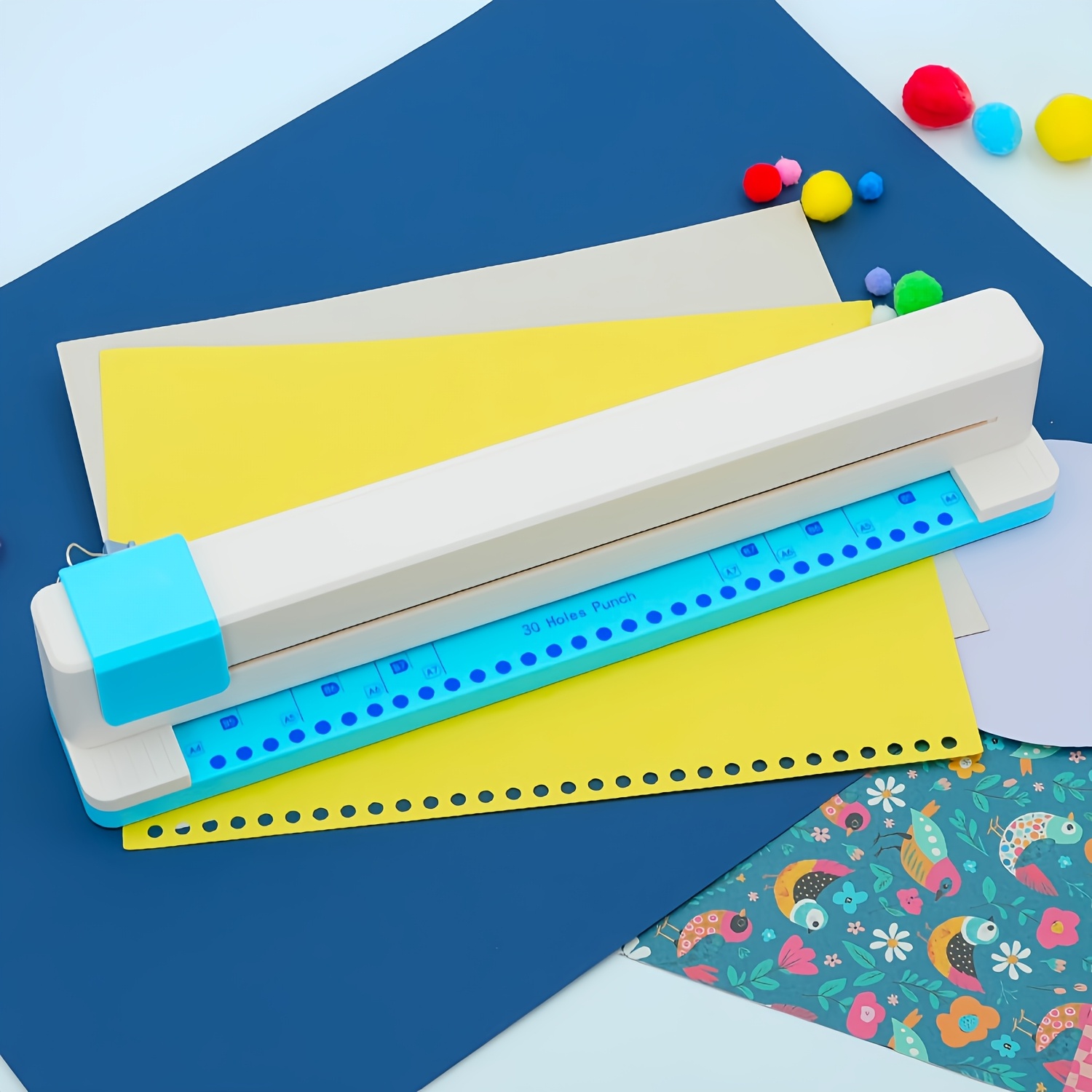 TEMU Perforatrice manuelle à 30 trous pour feuilles mobiles, perforatrice multi-formats pour papiers A4/B5/A5/B6/A6/B7/A7, perforatrice réglable avec