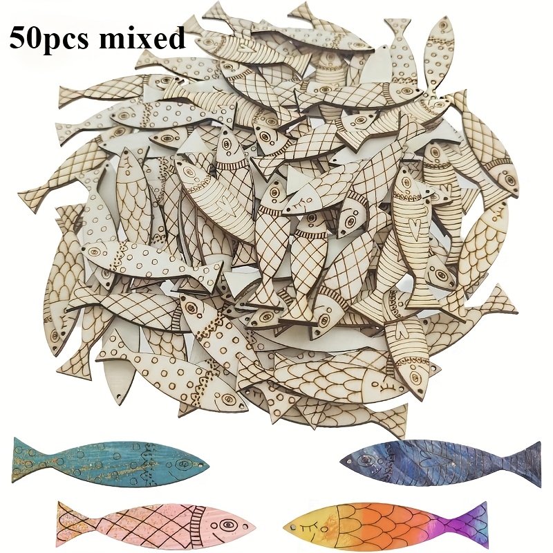 

50pcs Wooden Fish Cutouts, Unfinished Wood Fish Ornaments, For Diy Crafts, Handmade Decorations, With No Battery Required, For Christmas, Thanksgiving, Harvest, New Year, Wedding & Birthday