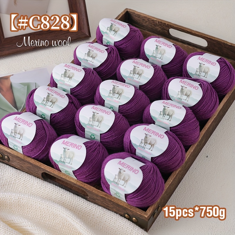 Prabangus 15 vnt. rinkinys 750G (26.4Oz) 100% Merino vidutinio pluošto vilnos siūlai