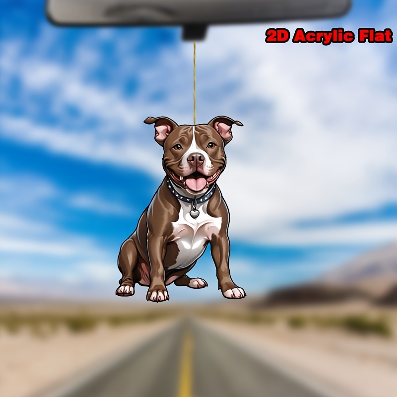 

1pc Cute Cartoon Pitbull Dog 2d Acrylic Flat, Fashionable Car Ornament, Keychain, Backpack Pendant, Home & Party Decor, Creative Window Craft, Gift For Pet Lovers