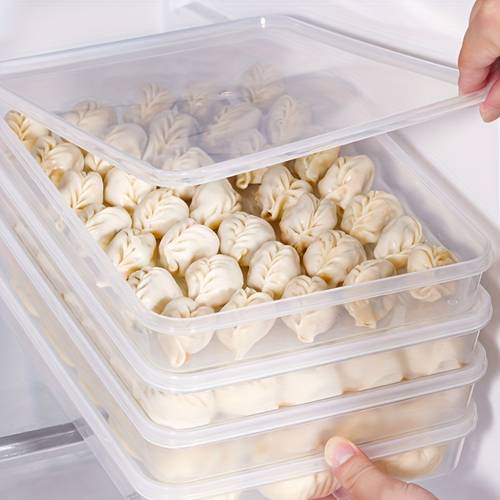 item picture 4 layer freezer safe reusable dumpling storage container set plastic rectangular pasta organizer box with closure fresh keeping dumpling box meat refrigerator freezer safe airtight and leak proof container for long preservation