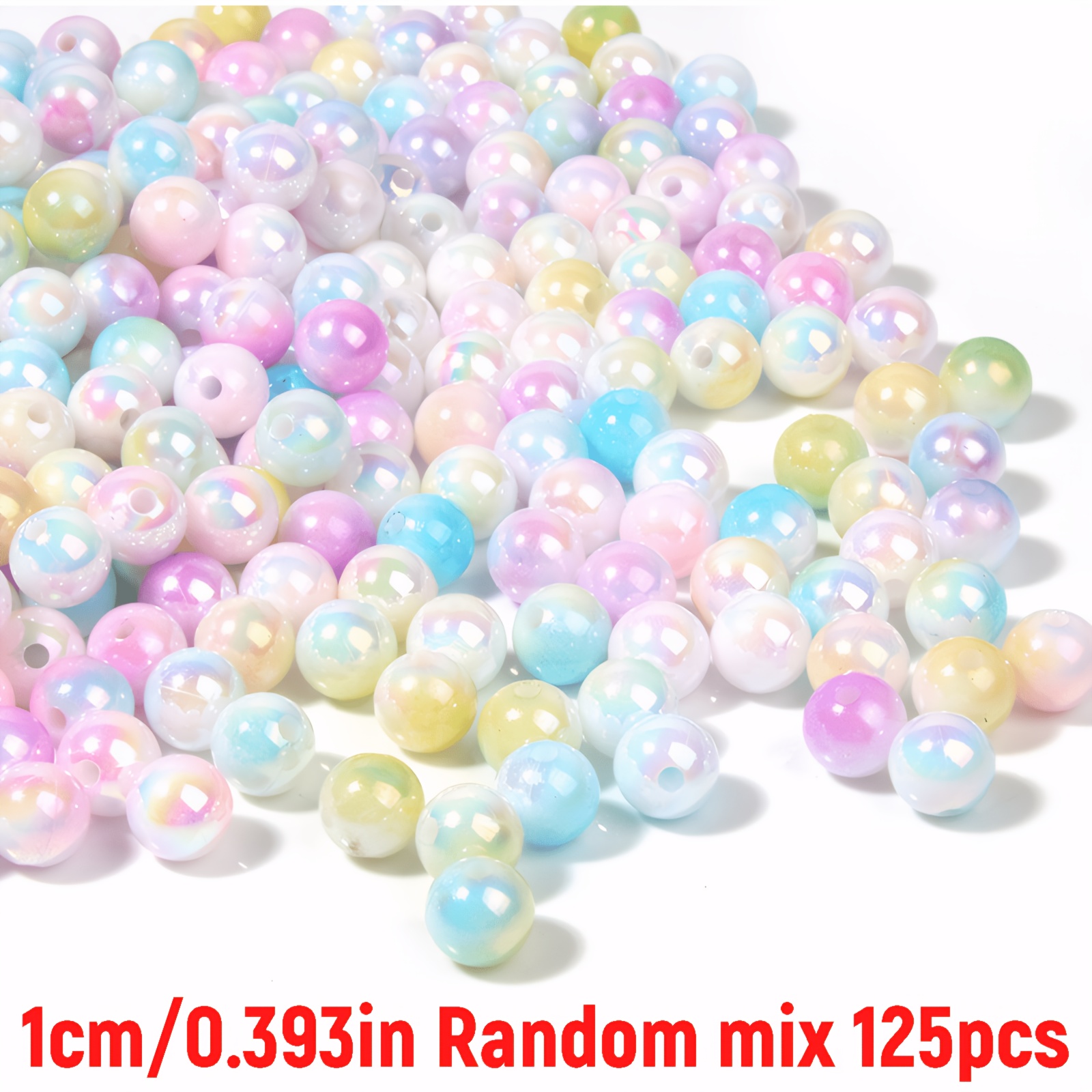 TEMU 525pcs/125pcs 6mm/10mm Acrylic Random Mixed Color Mermaid Ab Coated String Beads For Jewelry Making Bracelet Necklace Materials