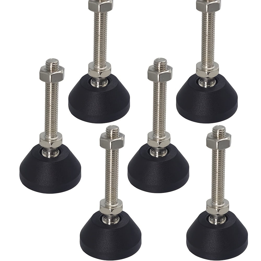 6pcs M8 Threaded Rubber Leveling Feet, Adjustable Metal Furniture Levelers, Anti-slip Pad For Desk, Chair, Shelf Stability