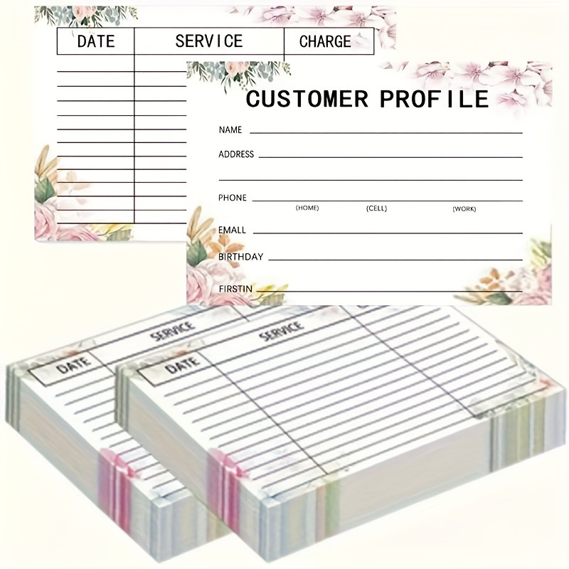 

20- Customer Cards, 6x4 Personalized Cards For Salons, - Business Organizer Inserts, English Language Information Sheets