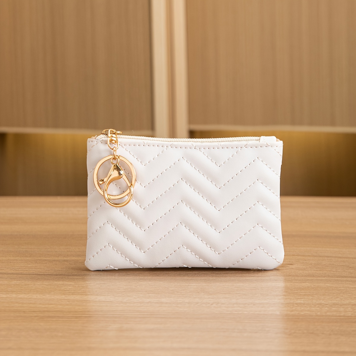 Ladies Casual Coin Purse Wave Embroidery Thread Bag Fashion Zipper Key Ring Versatile Fish Mouth Wallet Universal Coin Purse