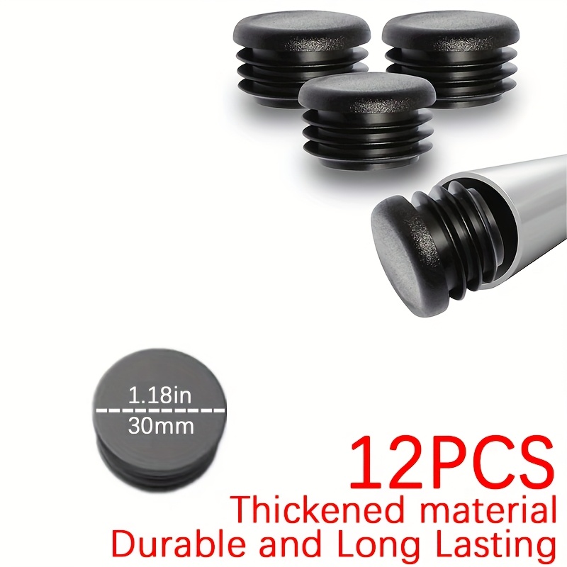 TEMU 12pcs Thickened Round Furniture Leg Caps, Heavy Duty Non-slip Floor Protectors, Plastic Hole Plugs For Chairs, Tables, Stools, Patio Furniture &