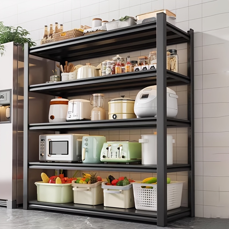 1.6m 5-level Sturdy Steel Storage Rack With Workbench Surface And Reinforced Mdf Shelves For Garage, Warehouse, And Workshop Use, Utility Racks