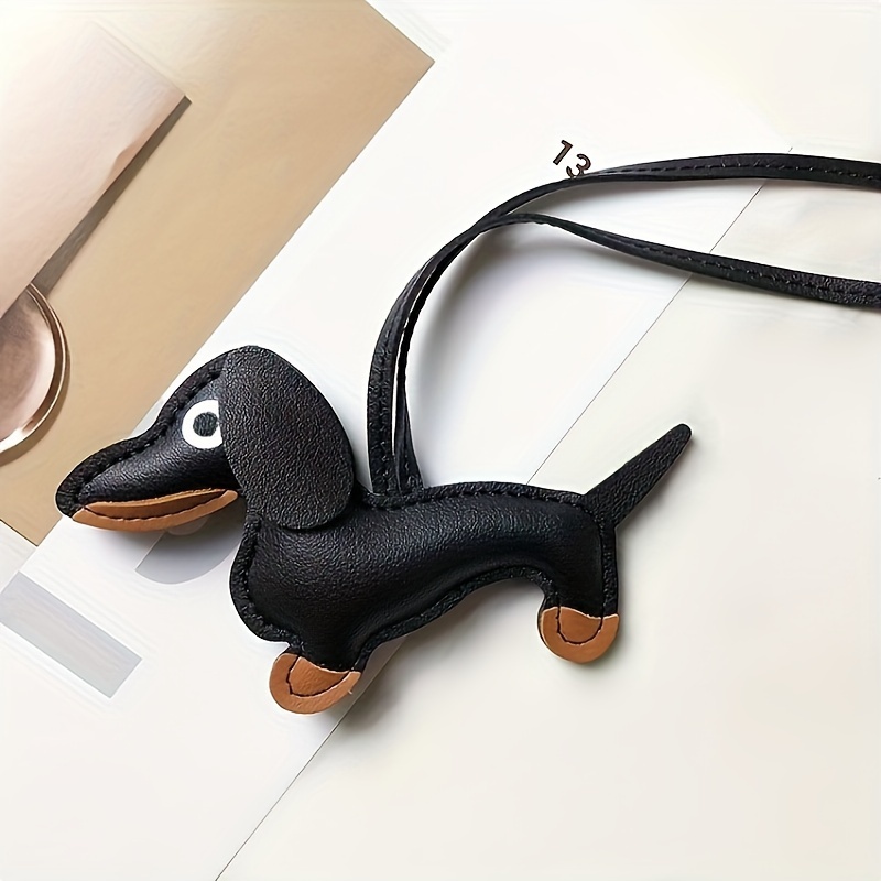 

1pc Dachshund Wristlet Keychain Cute Animal Pu Leather Bag Backpack Charm Car Key Pendant Phone Accessories Dog Mom Dad Pet Lovers Gift