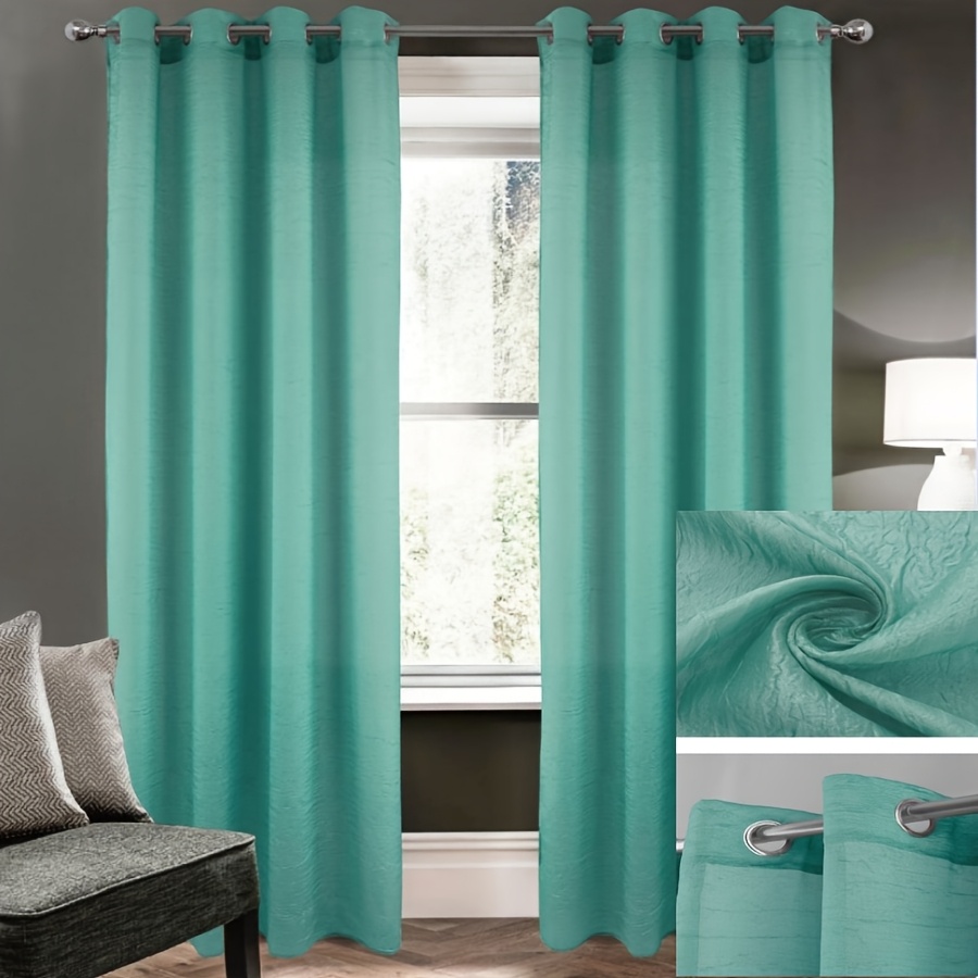 TEMU Cortinas artesanales opacas de tela arrugada de color liso, adecuadas para y dormitorio, cortinas de tela de una sola capa de , elegantes y