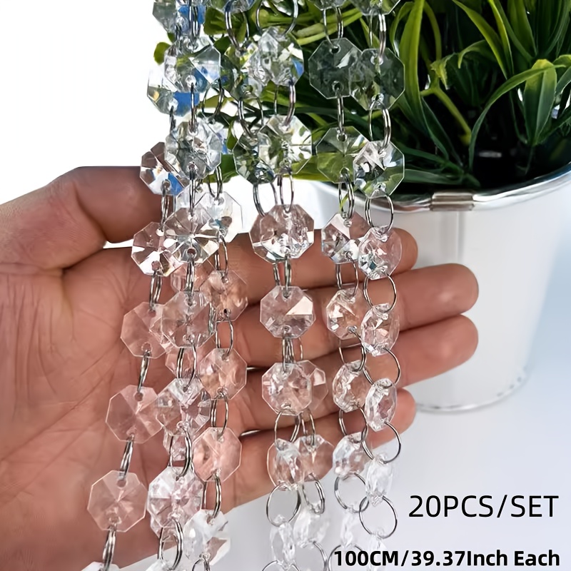 TEMU [2d Flat] 20pcs 66ft Acrylic Transparent Octagonal Bead String Crystal Garland Crystal Ball Pendant Christmas Decoration Hanging Ornaments
