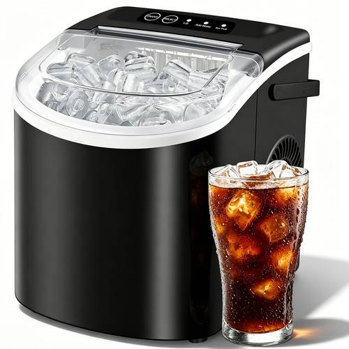 item picture countertop ice maker with handle produces 29 of ice in 24 hours 9 ice cubes in portable ice maker with a basket and ice scoop
