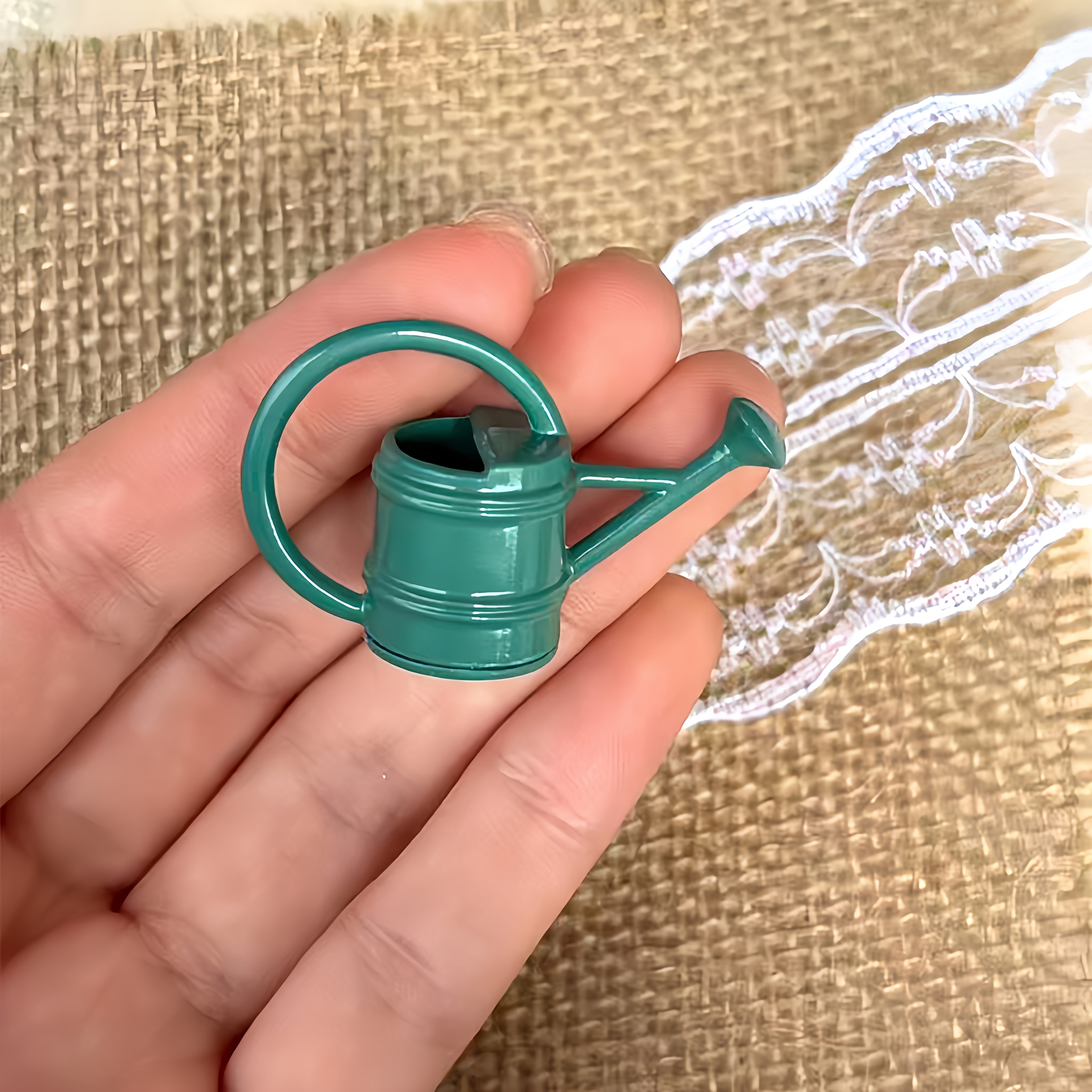 Image of 1pc Small Watering Can For Gardening, Miniature Sprinkling Kettle Model For Crafting, Decorative Ornaments Kit For Micro Landscapes, Decoration Prop, Gift Accessory