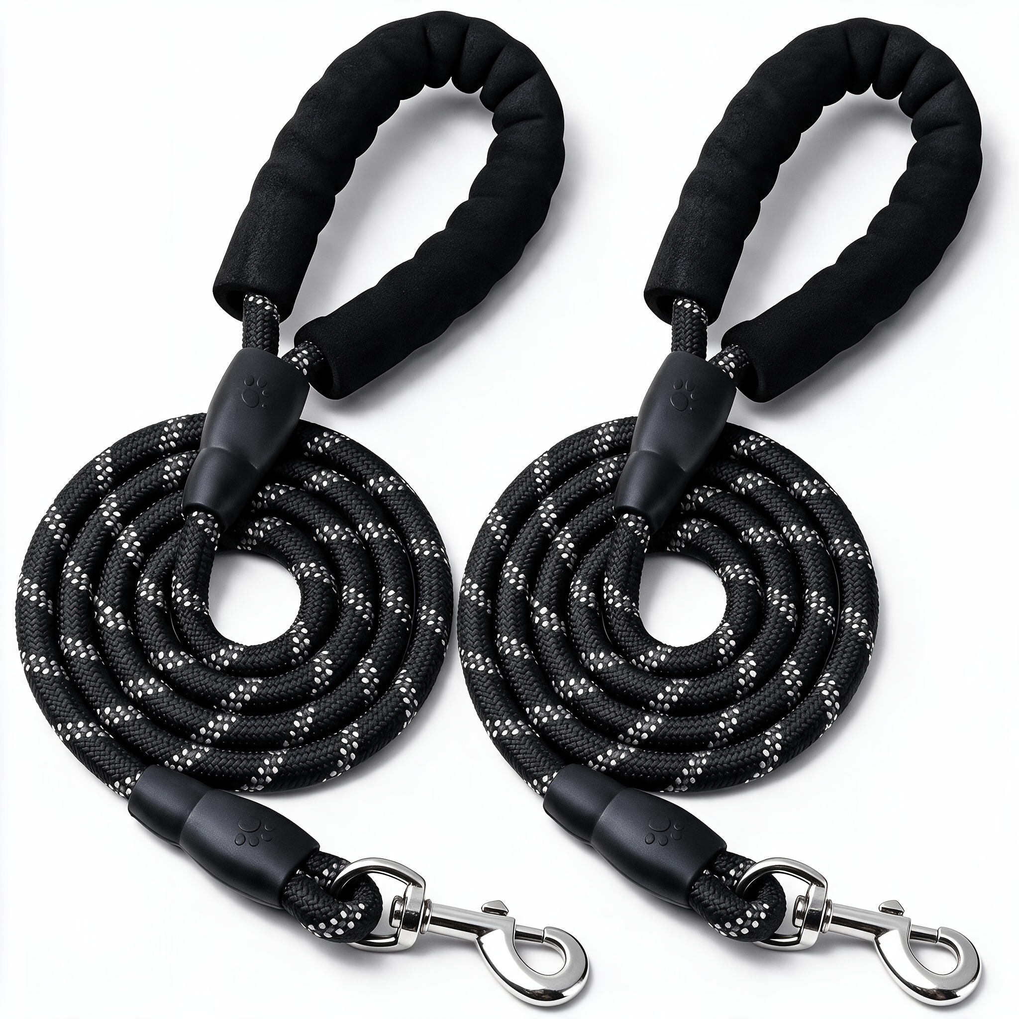 TEMU 2 Pack Dog Leash, 5/6ft Nylon Rope Dog Leads With Comfortable Padded Handle And Rotatable Clasp, Reflective Dog Leashes For Small Medium And