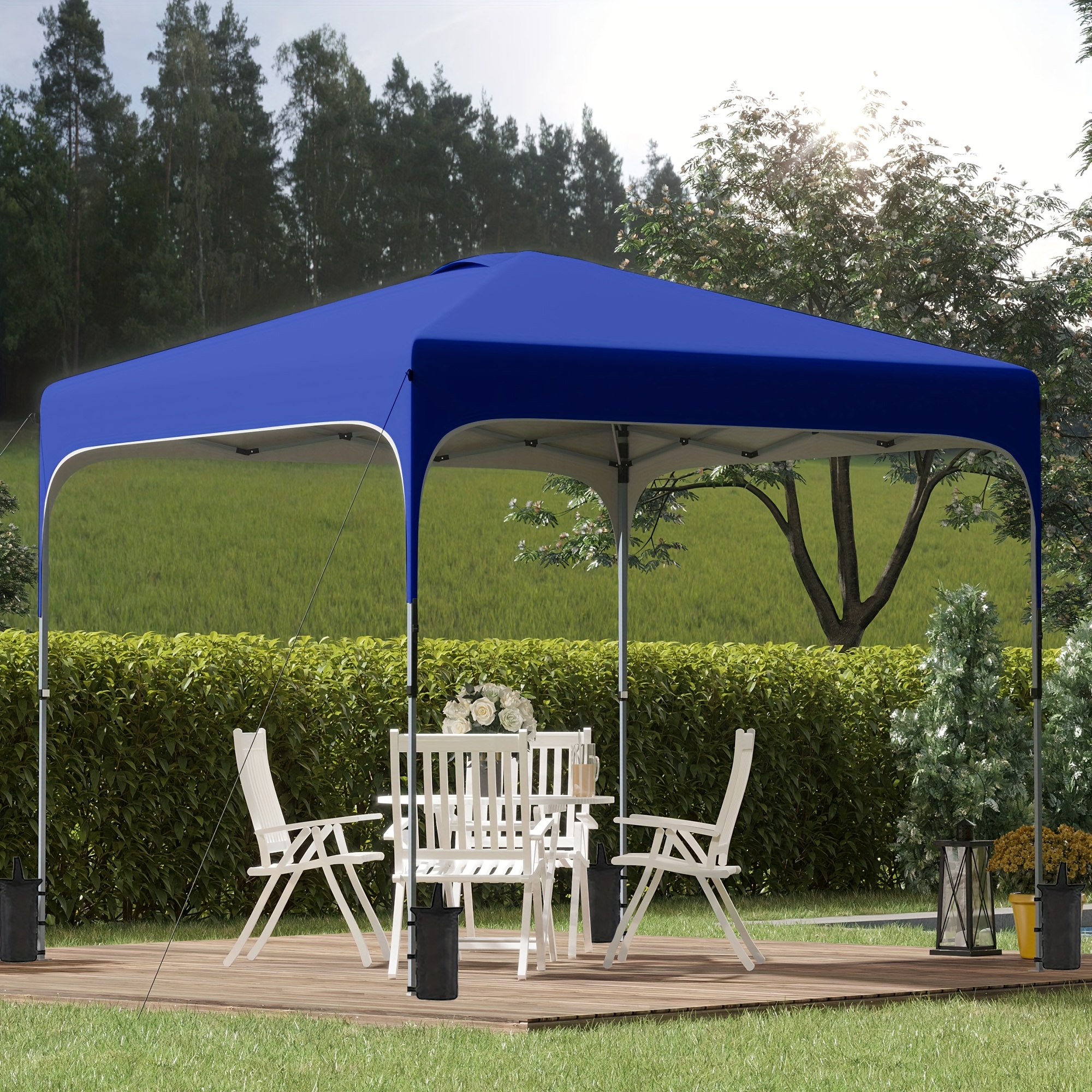 

Outsunny 8' X 8' Pop Up Canopy Tent With Wheeled Carry Bag And 4 Sand Bags, Instant Sun Shelter, Tents For Parties, Height Adjustable, For Outdoor, Garden, Patio, Royal Blue