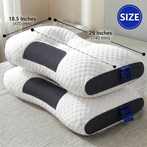 item picture 2pcs neck pillows made of breathable fabric that prevents sweatiness during long wear features a removable zippered pillowcase ergonomically the neck for comfortable use relieves shoulder and neck pressure