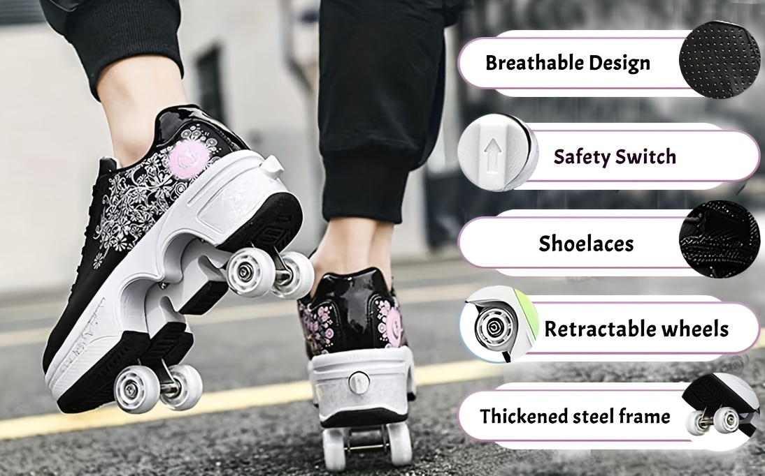roller skate shoes adult double row deformation walking Temu