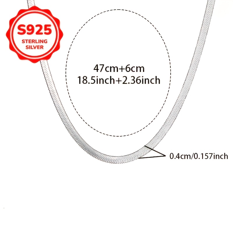 925 Silver Hypoallergenic Flat Snake Bone Blade Necklace