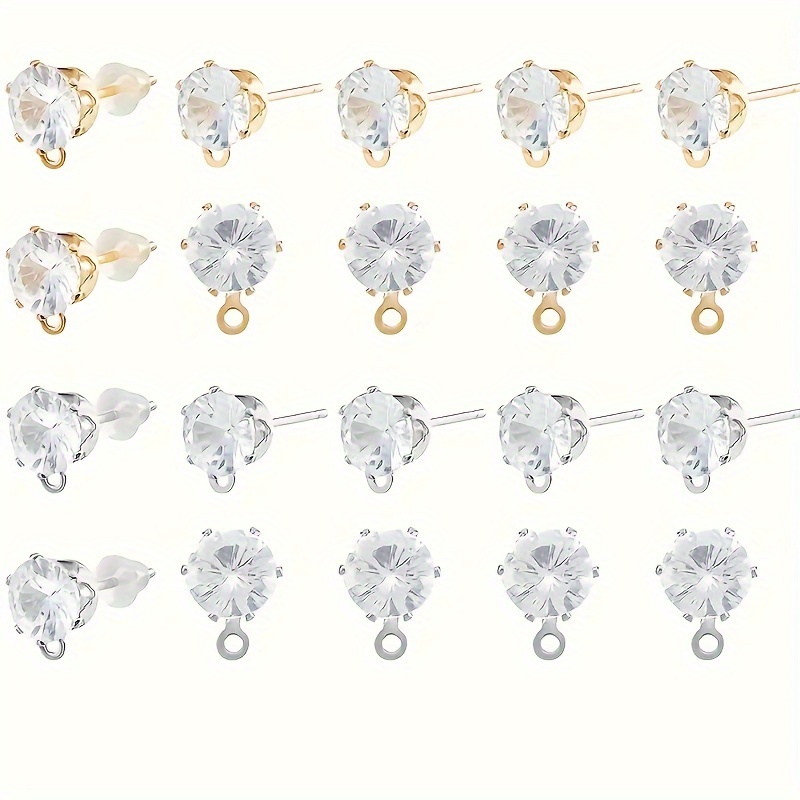 

50pcs 6mm Glass Rhinestone Stud Earrings With Iron Posts For Making