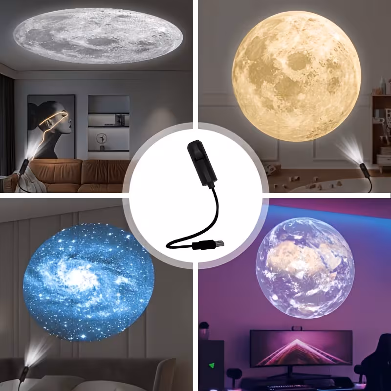 1pc projector lamp with 6 10 planets and nebula slides usb powered 360 rotating led night light projects earth mars jupiter solar system moon creative bedroom ambient light birthday gift decor Product details 11