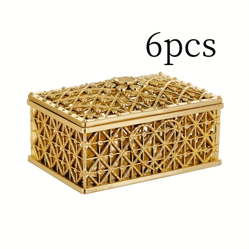 6pcs Hollow Retro Plastic Packaging Boxes, Boxes, Can Hold Cosmetics, Makeup Tools, Jewelry Additions, Elegant Storage Boxes, Decorative Boxes, Jewelry Boxes