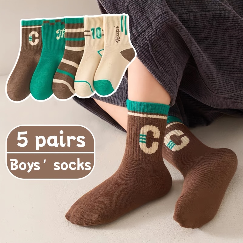 5 Pairs Of Boys' Mid-tube Socks Socks Series