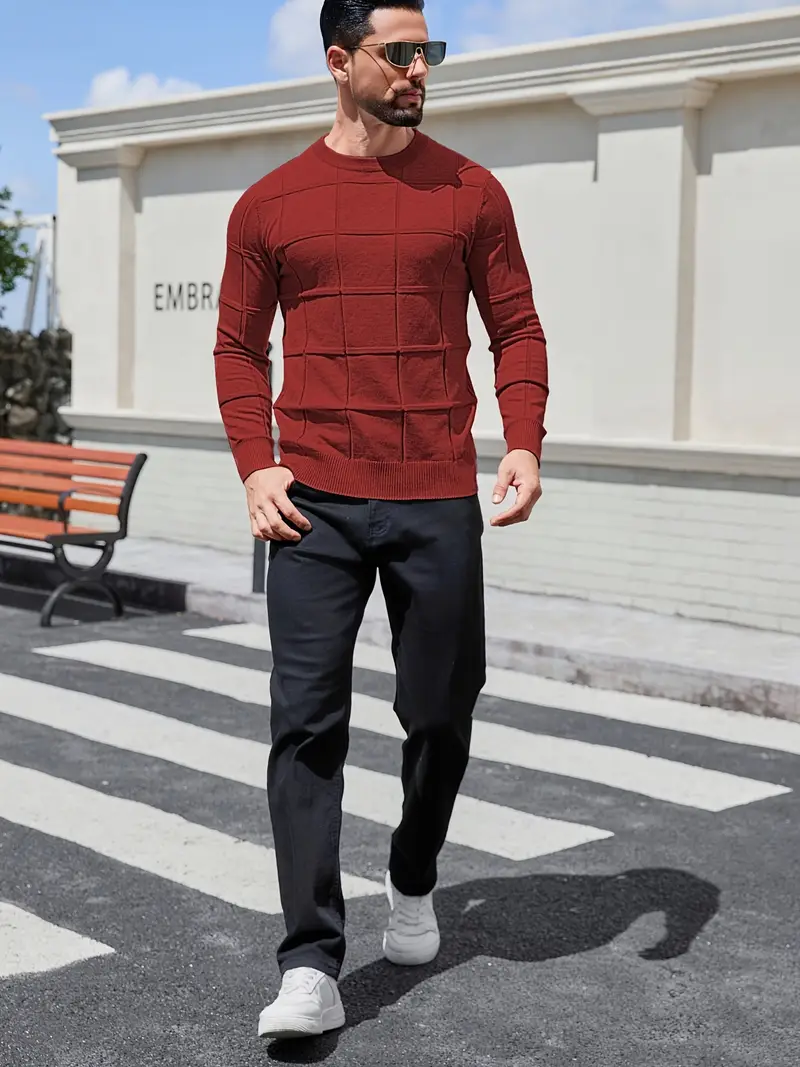 mens heavyweight 100 polyester sweater solid grey round neck long sleeve pullover with h shape silhouette ribbed neckline machine washable casual formal wear durable everyday layering essential Product details 19
