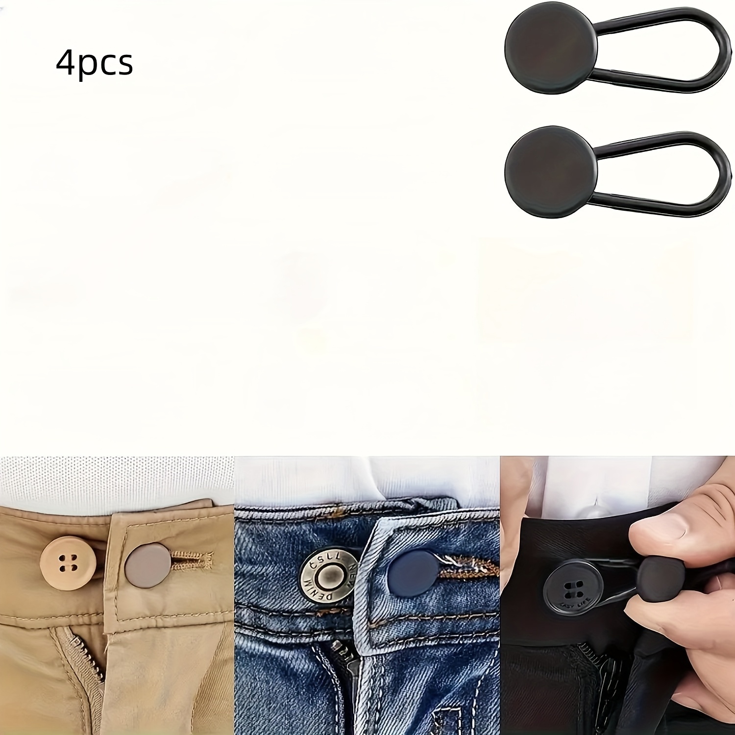 TEMU Einfach zu Verstellender Nahtloser Denim-Taillenverlängerungsriemen - Verstellbarer Schnallen-Expander, Unisex, Extra 1-1.4 Zoll, Drei Farben