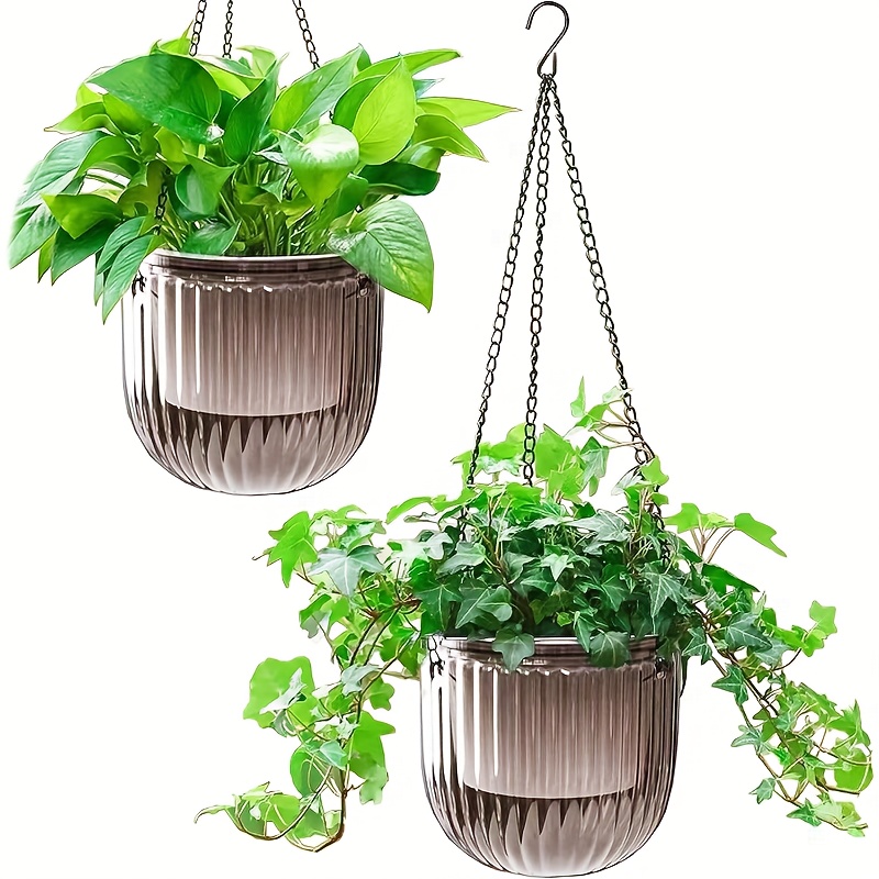 2pcs Hanging Flower Pot Hanging Plant Transparent Self-absorbent Lazy Flower Pot Plastic Hydroponic Plant Ivy Bonsai