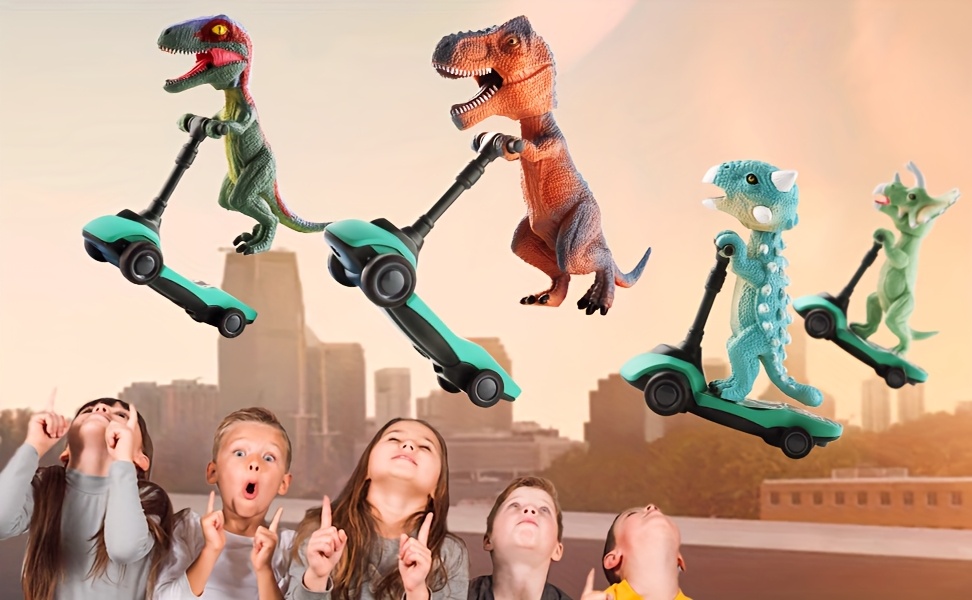 恐龙踏板车玩具回力汽车迷你手指踢脚踏车男孩玩具年龄 3+，儿童恐龙礼品套装，儿童生日派对礼物，圣诞节礼物 商品详情 1