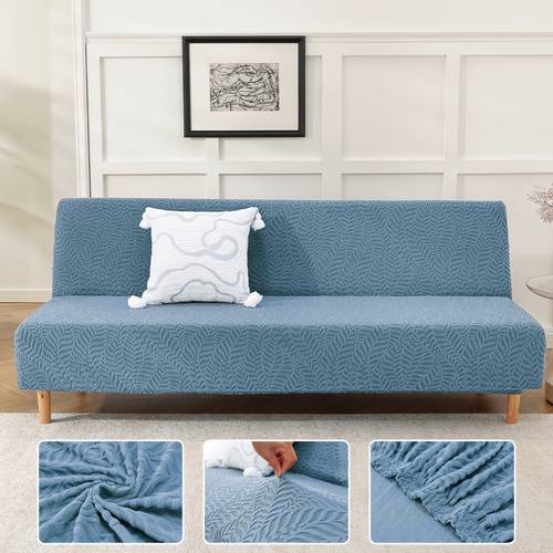 willow jacquard sofa bed cover stretch full coverage armless sofa slipcover foldable sofa protector with elastic wrap convertible two seater sofa bed cover for sitting or lying cat scratch resistant and pet proof