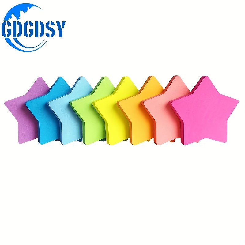 TEMU 8-pack Gdgdsy Star-shaped Sticky Notes Suitable For Office, School, Home - Reusable Self-adhesive Star Page Tabs With Color-coded Memo Pads, 240