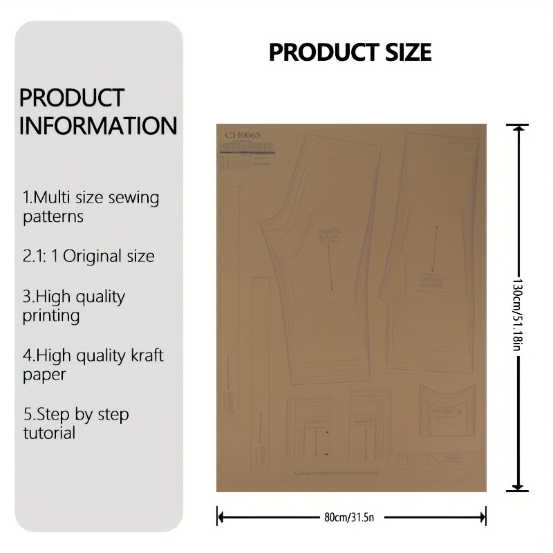 TEMU 9 Tailles (6m - 10A) de Couture, de Vêtements à l'Échelle 1:1, Kit de Couture pour Débutants, de Vêtements, Modèles Parfaits pour la Couture et