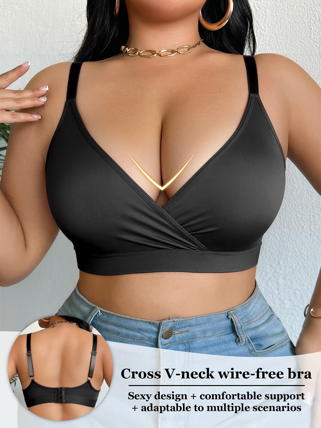 Single-piece Casual ADJUSTABLE Plus-size Women's Front-clasp Bra